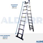 2,80 Meter ALDORR Professional - Telescopic folding ladder