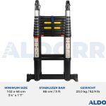 2,80 Meter ALDORR Professional - Telescopic folding ladder