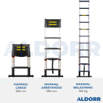 Teleskopstege 3,20 meter med teleskopisk stabiliseringsbalk – ALDORR Professional