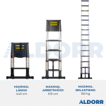 Teleskopstege 4,40 meter med teleskopisk stabiliseringsbalk - ALDORR Professional