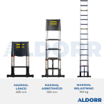 Teleskopstege 4,80 meter med teleskopisk stabiliseringsbalk - ALDORR Professional