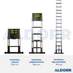 Teleskopstege 5,20 meter med teleskopisk stabiliseringsbalk - ALDORR Professional