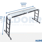 Hopfällbar stege 4 x 4 steg 4,70 meter med plattform - ALDORR Professional