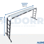 Hopfällbar stege 4 x 5 steg 5,70 meter med plattform - ALDORR Professional