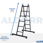 Hopfällbar stege 4 x 3 steg 3,50 meter med plattform - ALDORR Professional