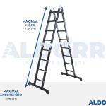 Hopfällbar stege 4 x 4 steg 4,70 meter med plattform - ALDORR Professional