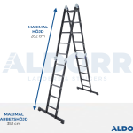 Hopfällbar stege 4 x 5 steg 5,70 meter med plattform - ALDORR Professional