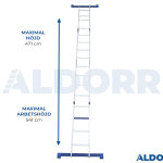 Hopfällbar stege 4 x 4 steg 4,70 meter med plattform - ALDORR Home