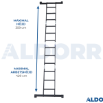 Hopfällbar stege 4 x 3 steg 3,50 meter med plattform - ALDORR Professional