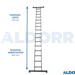 Hopfällbar stege 4 x 4 steg 4,70 meter med plattform - ALDORR Professional