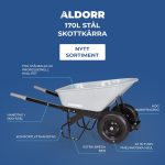 ALDORR Skottkärra - 170 Liter - Stål - 2 Punkteringsfria däck