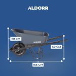 ALDORR Skottkärra - 170 Liter - Poly - 2 Punkteringsfria däck